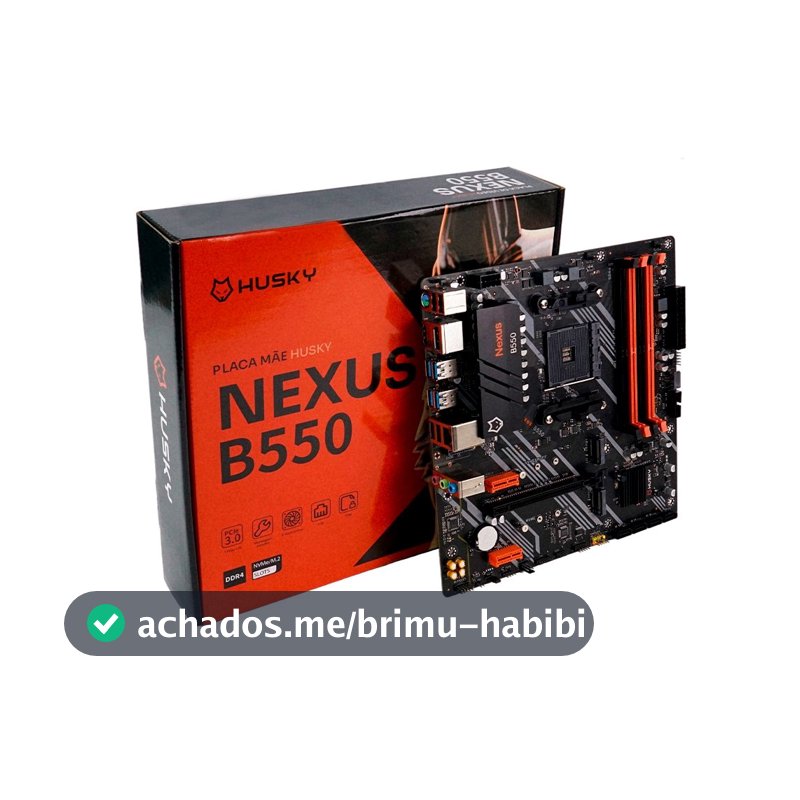 Placa-Mãe Husky Nexus B550, M.2 NVMe, DDR4 3200MHz, Ryzen 5000/3000, Micro-ATX, HDMI/DP, 64GB Dual Channel - HPM550
