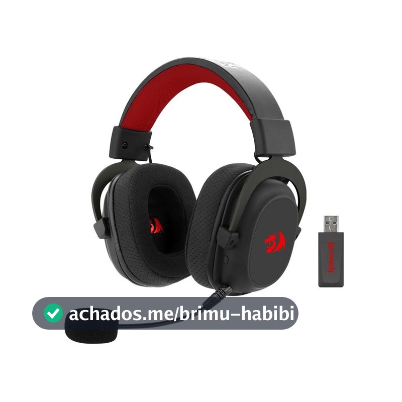 Headset Gamer Sem Fio Redragon Zeus Pro, 7.1, Driver 53mm, Bluetooth, Preto - H510-PRO
