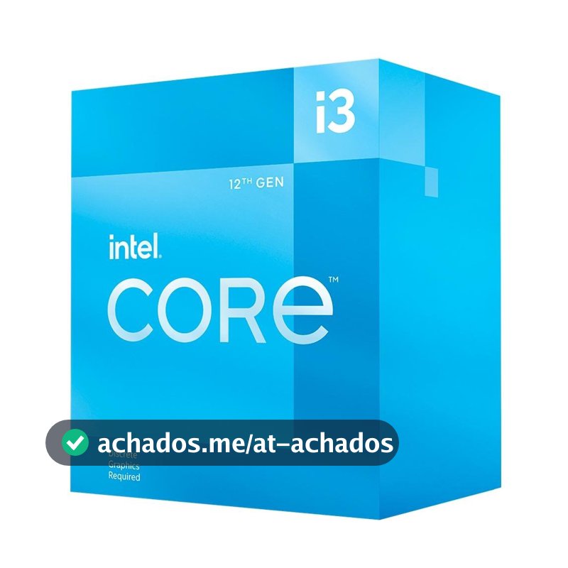Processador Intel Core i3-12100F, 3.3GHz (4.3GHz Max Turbo), Cache 12MB, 4 Núcleos, 8 Threads, LGA 1700, Sem Vídeo Integrado - BX8071512100F