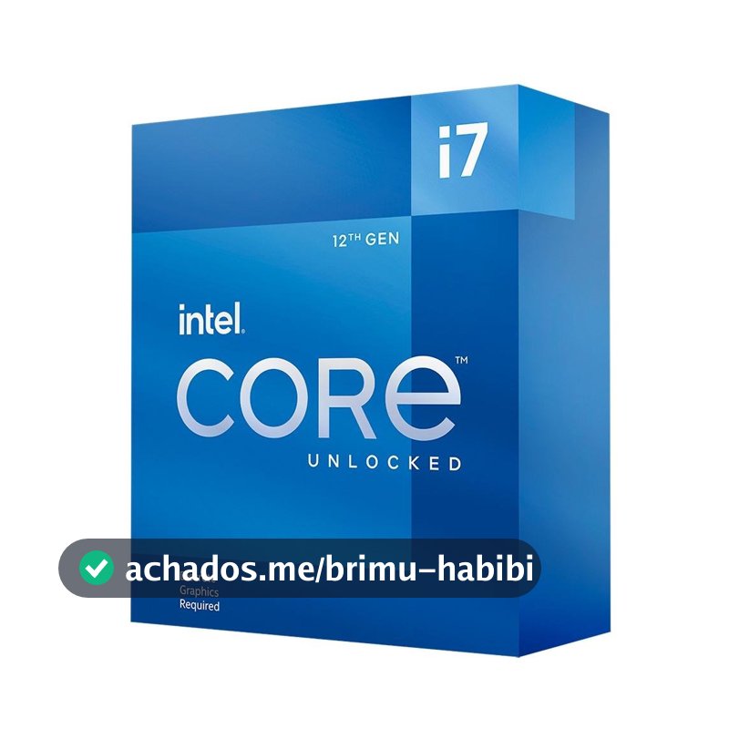 Processador Intel Core i7-12700KF, 3.6GHz (5.0GHz Max Turbo), Cache 25MB, 12 Núcleos, 20 Threads, LGA 1700, Sem Vídeo Integrado - BX8071512700KF