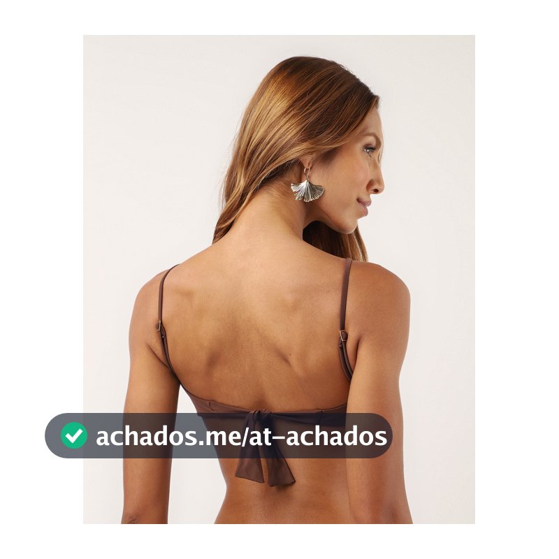 Biquini top com bojo e detalhe metalizado - marrom