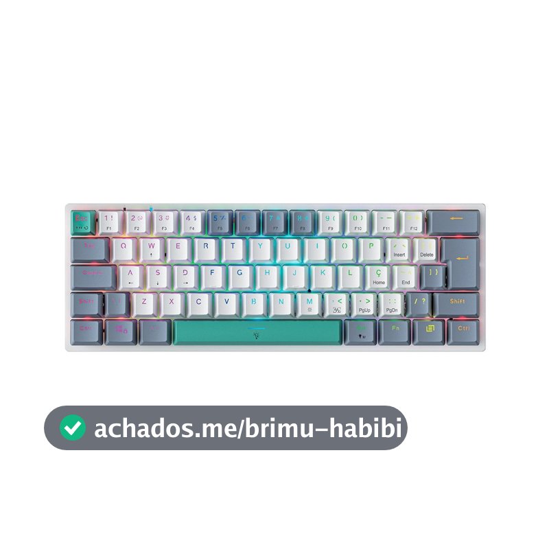 Teclado Mecânico Gamer Machenike K500-B61, Switch Huano Brown, ABNT, Branco - K500-B61BBR