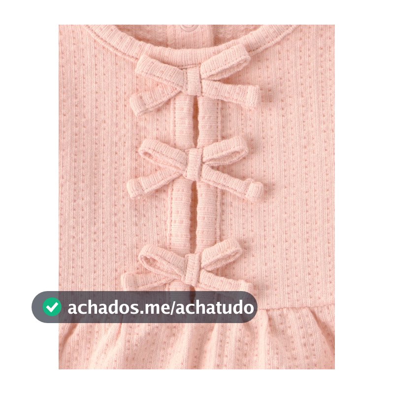 Conjunto curto bebê 3 peças texturizado e floral - Multicor