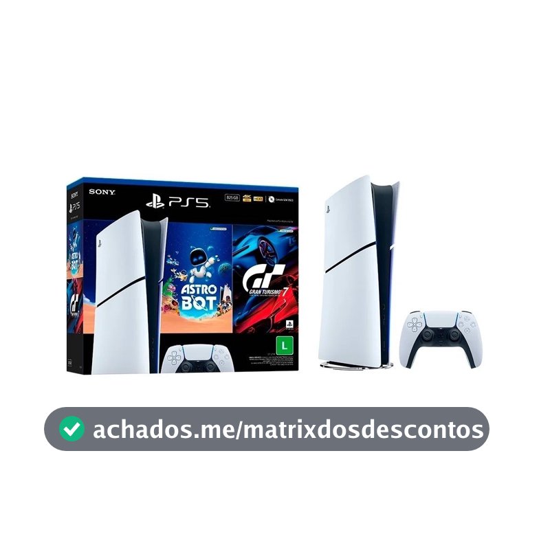 Console Sony PlayStation 5, SSD 825GB, Controle Sem Fio DualSense + 2 Jogos Digitais, Edição Digital