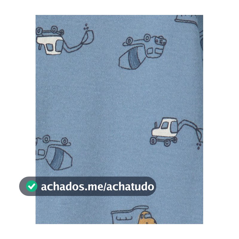 Kit macacão bebê 2 peças com pé estampado - Azul
