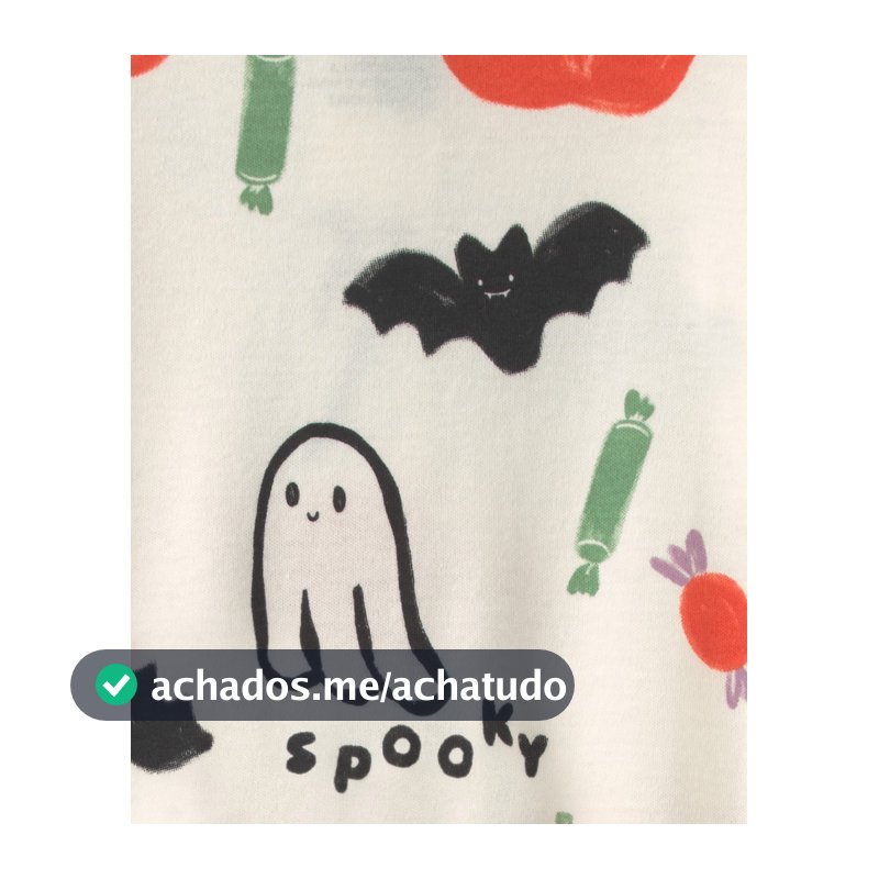 Macacão bebê com pezinho Halloween - Off-white