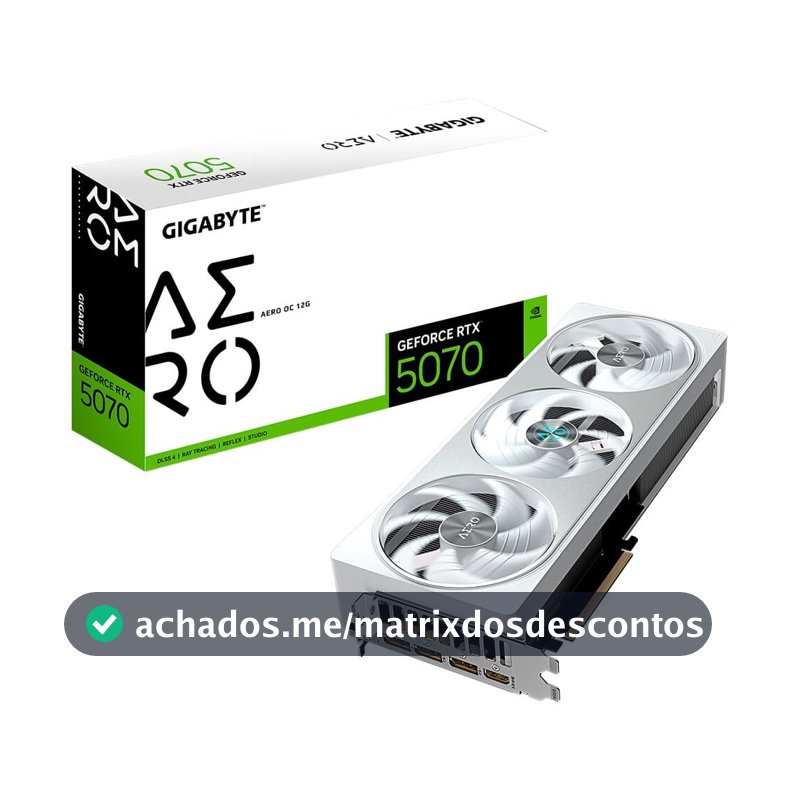 Placa de Vídeo Gigabyte RTX 5070 AERO 12G NVIDIA GeForce, 12GB GDDR7, 192bits, RGB, DLSS, Ray Tracing - 9VN5070AO-00-G10