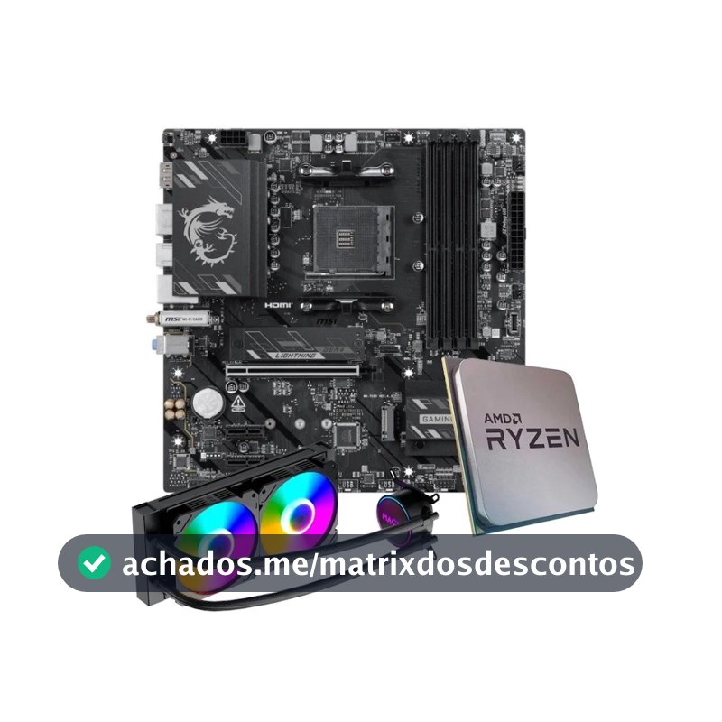 Placa-Mãe MSI B550M Gaming Plus WiFi6E +  Processador AMD Ryzen 7 5700X + Water Cooler MACH1 Logic, RGB, 240mm