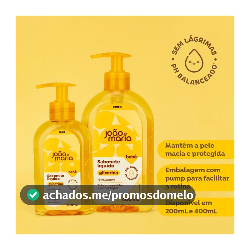 Sabonete Líquido Bebê Cimed João e Maria Glicerina 400ml
