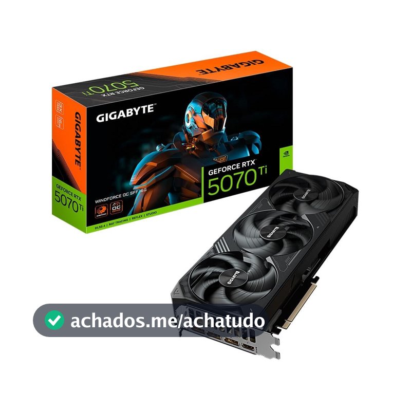 Placa de Vídeo Gigabyte RTX 5070 Ti WINDFORCE OC SFF 16G NVIDIA GeForce, 16GB GDDR7, 256bits, DLSS, Ray Tracing - 9VN507TWO-00-G10