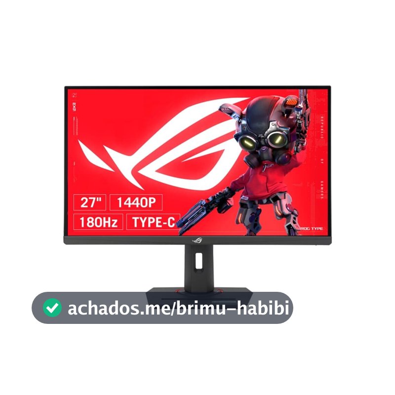 Monitor Gamer ASUS ROG Strix 27", QHD, 180Hz, 1ms, Fast IPS, VRR, G-Sync, FreeSync, HDR 400, USB-C, Altura Ajustável - XG27ACS