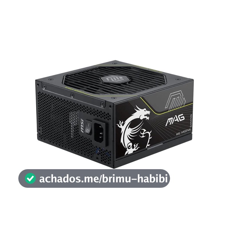 Fonte MSI MAG A1200PLS PCIE5, 1200W, 80 Plus Platinum, Modular, Silent, PFC Ativo, Com Cabo, Preto - MAGA1200PLSPCIE5