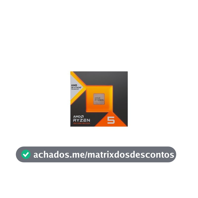 Processador AMD Ryzen 5 7600X3D, 4.1GHz (4.7GHz Max Turbo), Cache 96MB, 6 Núcleos, 12 Threads, AM5, Com Vídeo Integrado - 100-100001721WOF