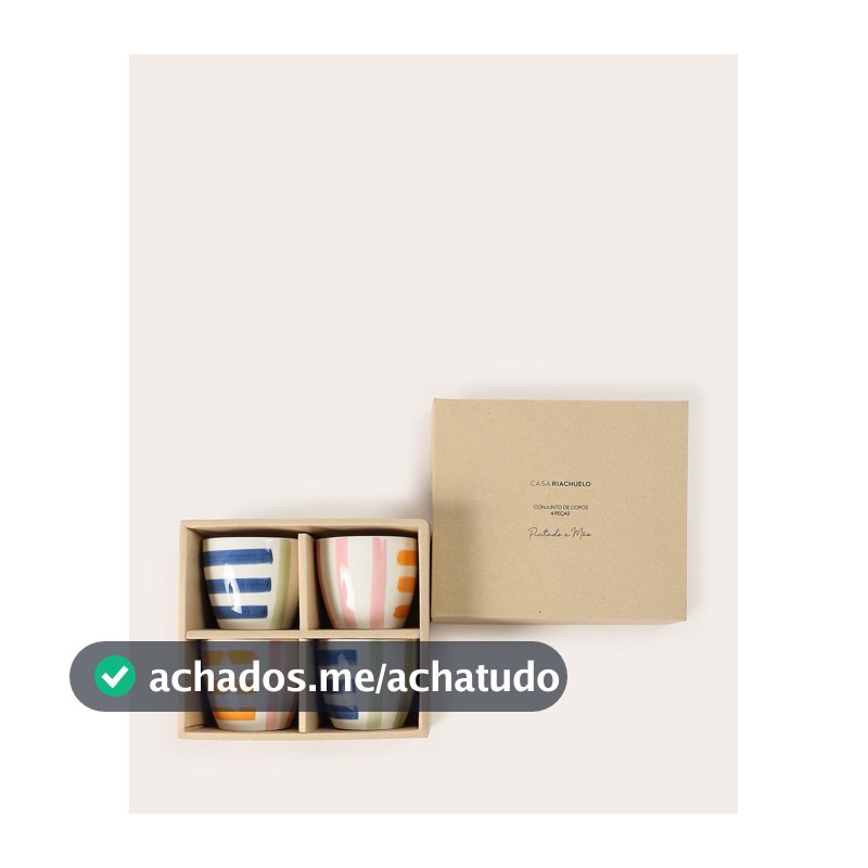 Conjunto copos de cerâmica 4 peças Isa 168ml - Multicor
