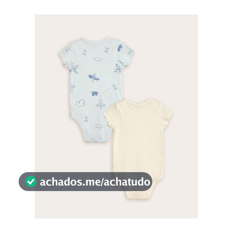 Kit body bebê 2 peças manga curta estampado - Multicor