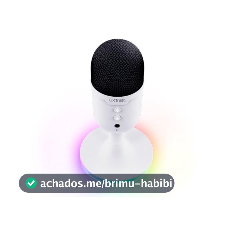Microfone Gamer GXTrust 234W Yunix RGB, USB Compacto, Filtro Pop e Mudo, Branco - 25374