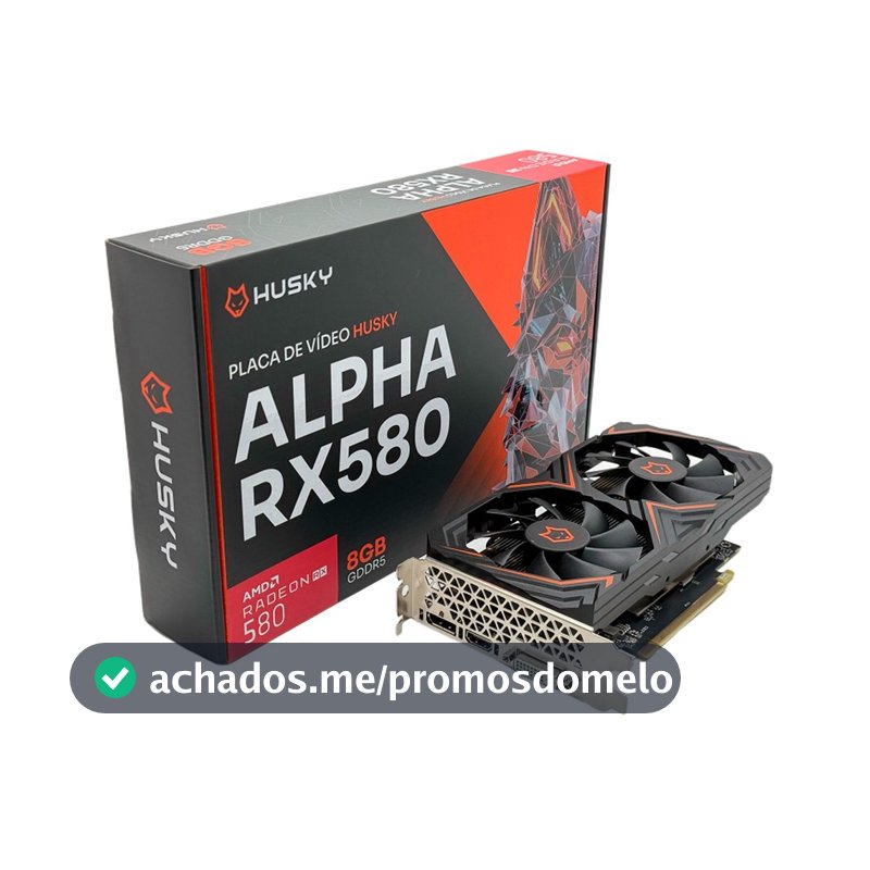 Placa De Vídeo Husky Alpha RX 580, AMD, 8GB, GDDR5, 256-Bit, HDMI, DVI, DisplayPort - HVG580