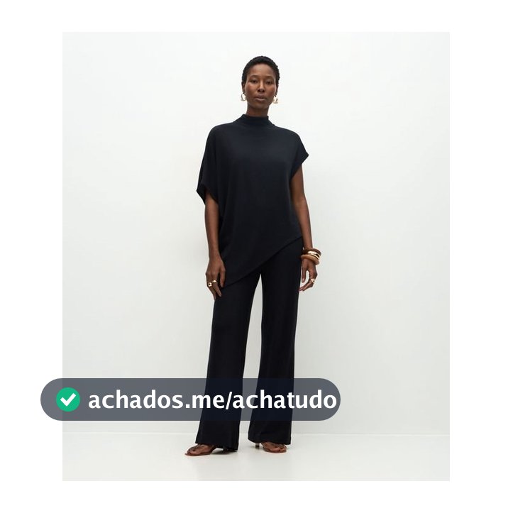 Calça Reta em Malha Tricô com Elástico na Cintura Preto - Lojas Renner
