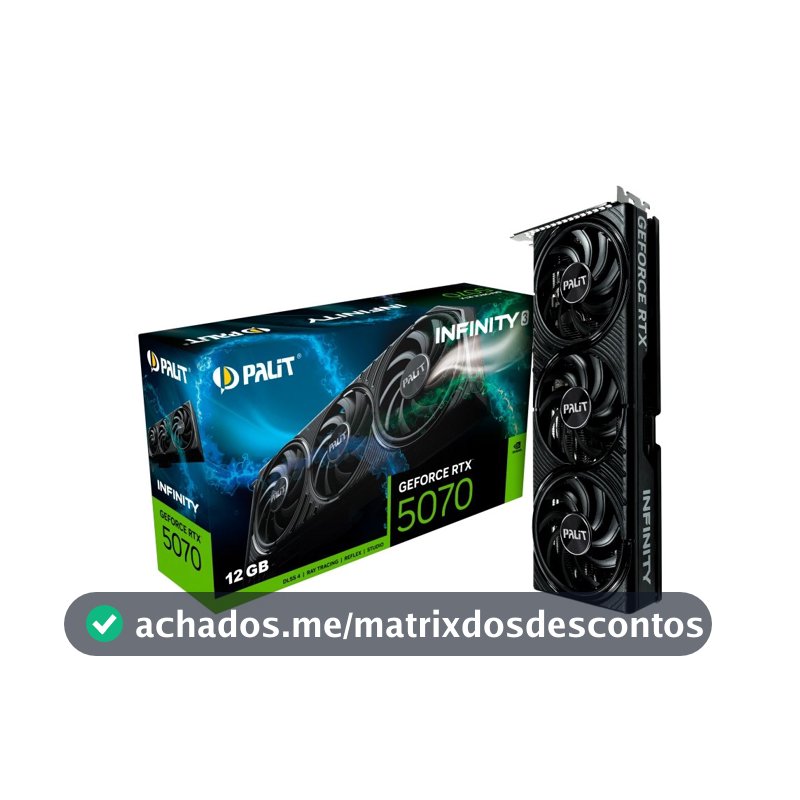 Placa de Video Palit RTX 5070 INFINITY 3 NVIDIA GeForce, 12GB, GDDR7, 192bit 3-DP e HDMI - NE75070019K9-GB2050S