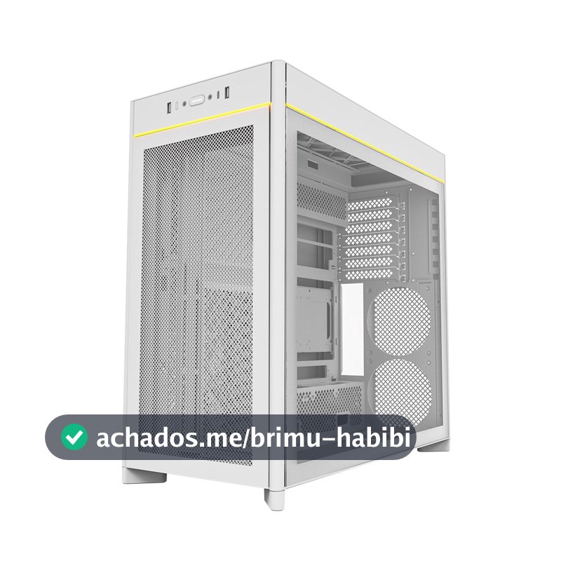 Gabinete Gamer Montech HS01, Mid-Tower, ATX, Vidro Temperado, Sem FANs, Branco - HS01WH