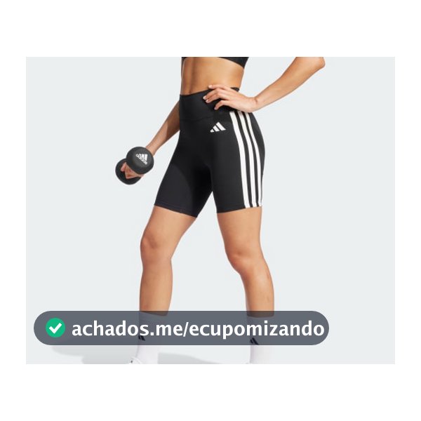 Calça Legging Curta Optime Essentials 3 Listras - Preto adidas