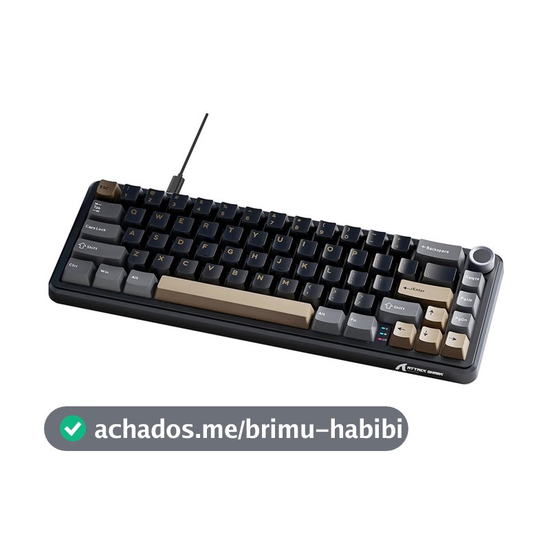 Teclado Mecânico Gamer Attack Shark X66, 65% Compacto, RGB, Star Black, Preto - AS-X66-STAR-BK