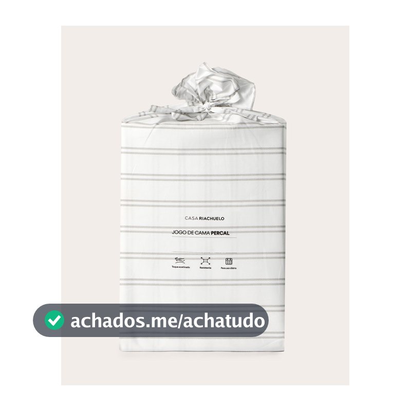 Jogo de cama percal 250 fios listrado - CASAL Branco