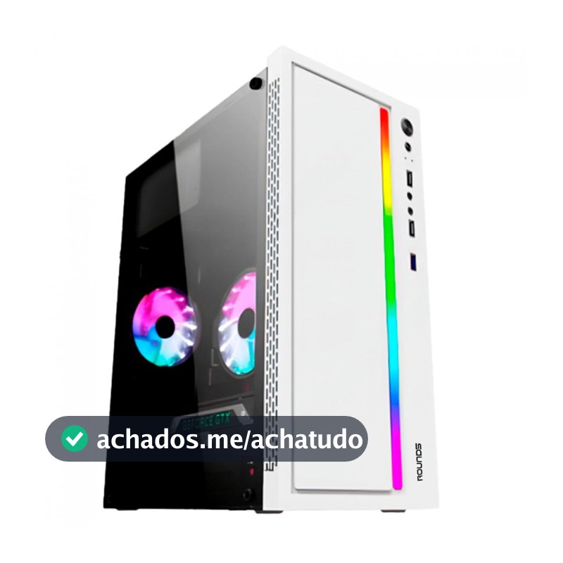Gabinete Gamer Round5 Viper White, Mini Tower, Lateral de Vidro, mATX, Sem Fans, Branco, R5-VIPER-W-2180