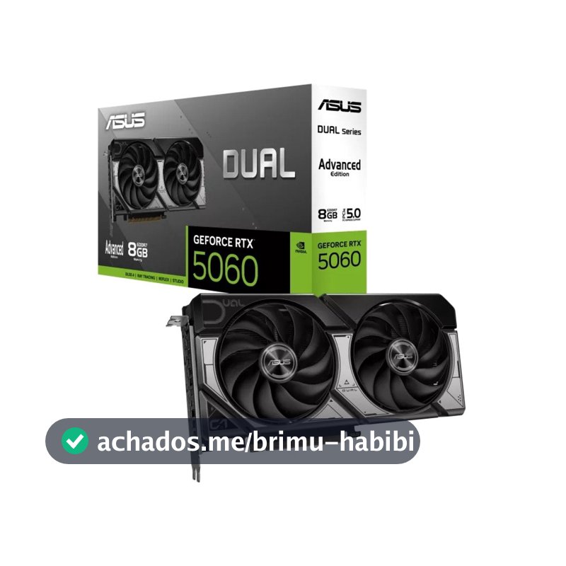 Placa de Vídeo ASUS RTX 5060 Dual OC NVIDIA GeForce, 8GB GDDR7 - 90YV0PS0-M0NA00