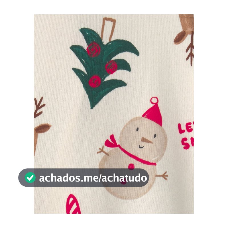 Macacão bebê com pé estampa natalina - Multicor