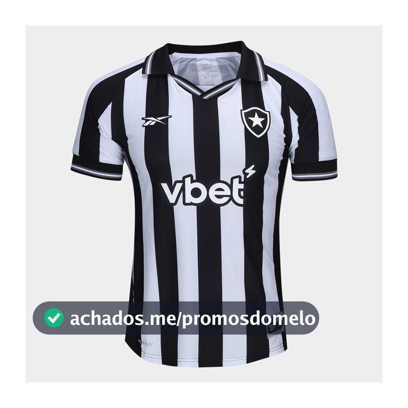 Camisa Botafogo I 25/26 s/n Torcedor Reebok Feminina - Branco+Preto