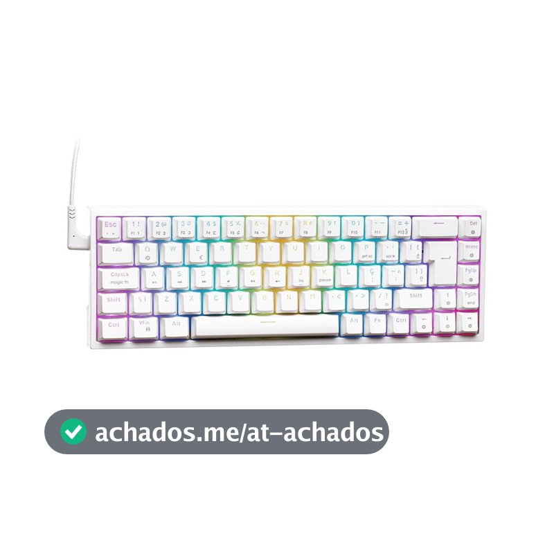 Teclado Mecânico Gamer KBM! GAMING TG700, Branco, 65% e ABNT2, RGB, Switch Gateron Red - KGTG700BRVR