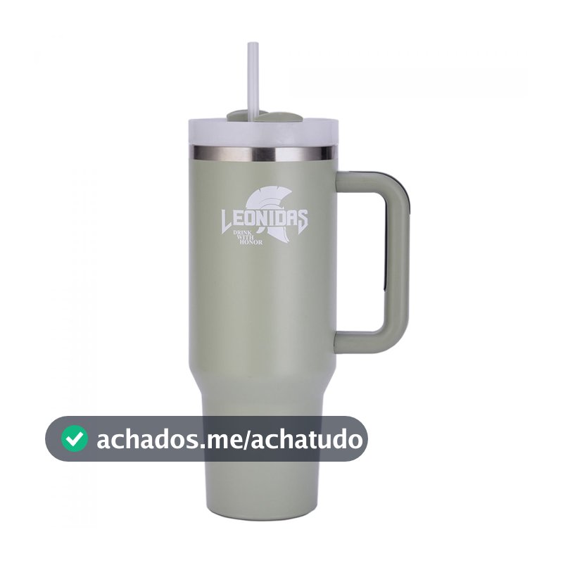 Copo Térmico Leonidas 1180ml com Canudo Verde