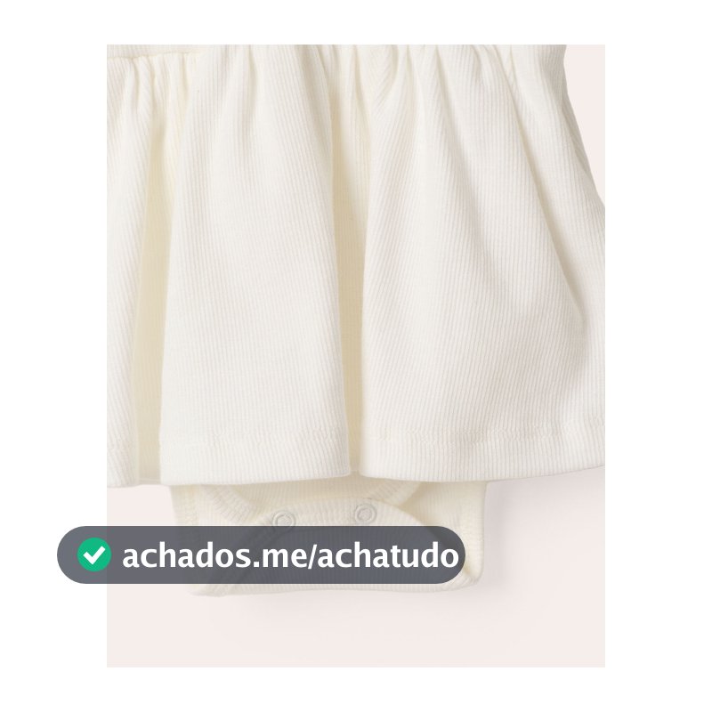 Vestido Bebê Body Canelada Gola Polo Off White