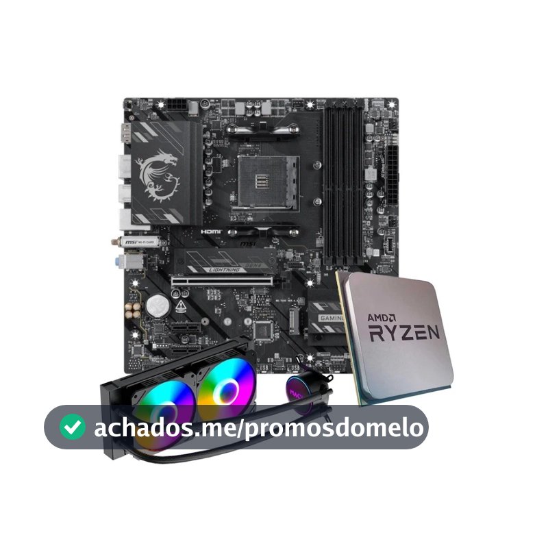Placa-Mãe MSI B550M Gaming Plus WiFi6E +  Processador AMD Ryzen 7 5700X + Water Cooler MACH1 Logic, RGB, 240mm