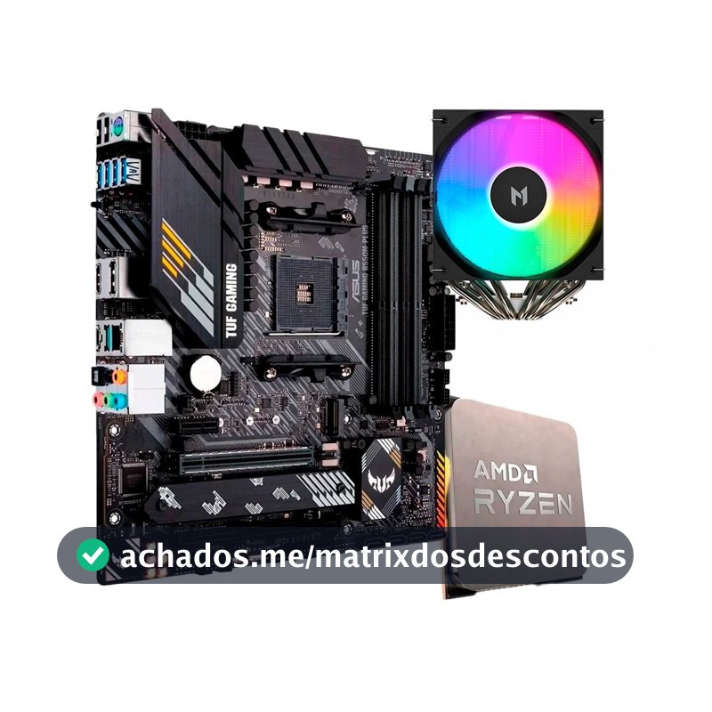 Placa-Mãe ASUS TUF Gaming B550M-Plus, mATX, DDR4 + Processador AMD Ryzen 7 5700X  + Air Cooler MACH1 WIND