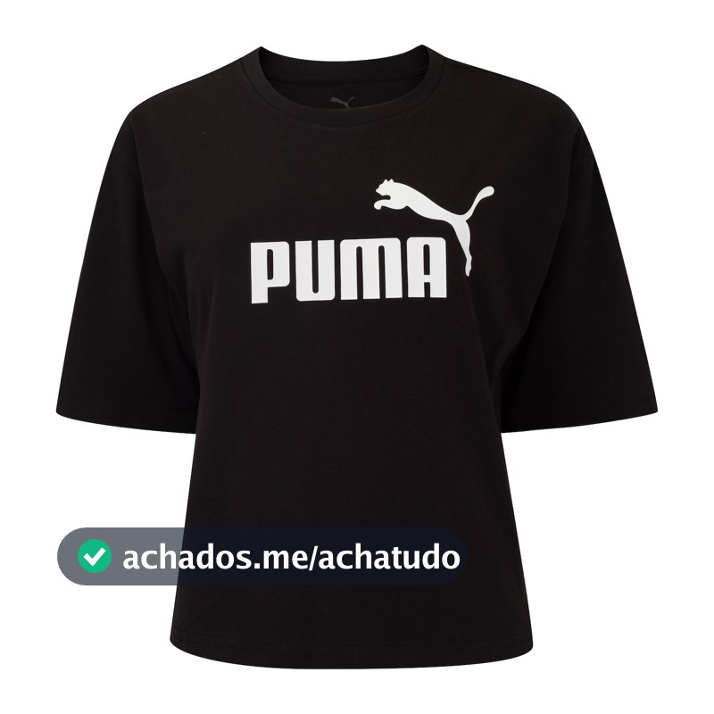 Blusa Cropped Feminina Puma Manga Curta Ess N1 Logo Relaxed em Promoção