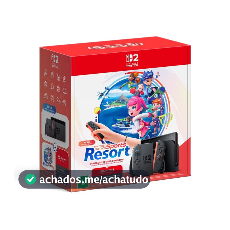Console Nintendo Switch 2, 256GB, Wi-Fi, Bluetooth, Bundle Nintendo Switch Sports Resort, Light Blue e Light Red - 045496886820