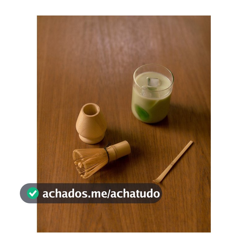 Kit matcha 3 peças em bambu + caneca Iris 380ml - Multicor