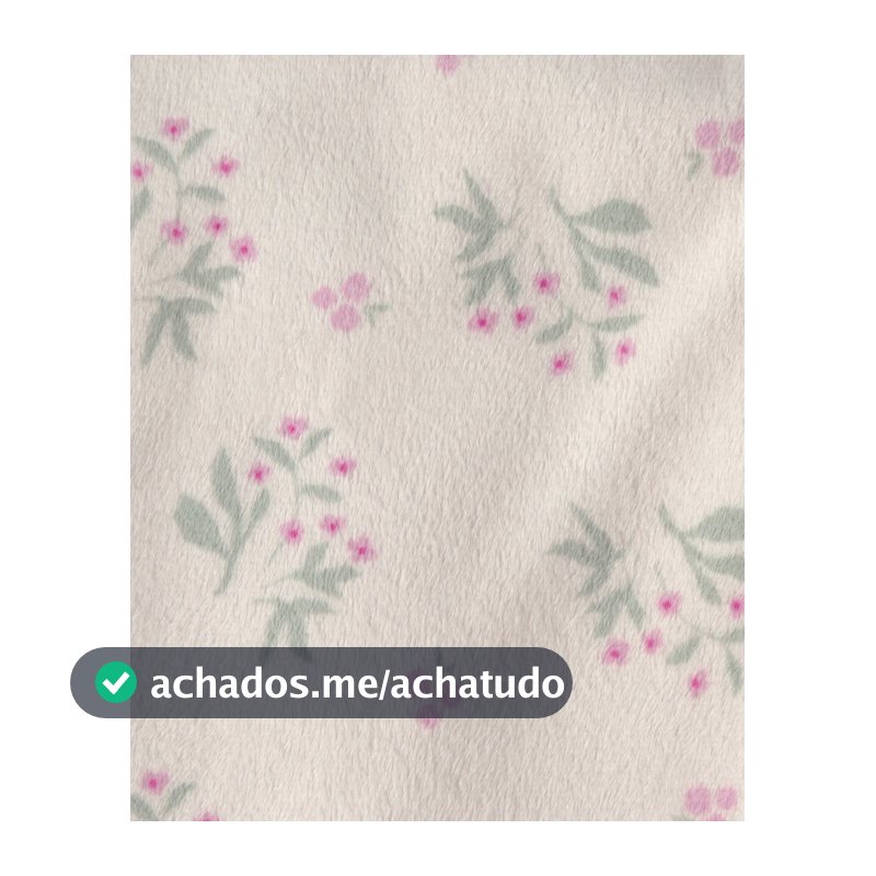 Cobertor bebê peluciado floral - bege