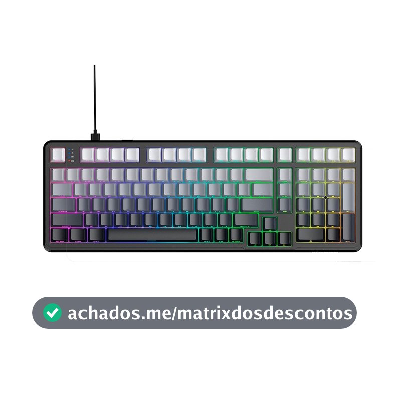 Teclado Mecânico Gamer Attack Shark X98, Layout 98 Teclas, RGB, Moonlight, Cinza/Branco - AS-X98-MN-LG
