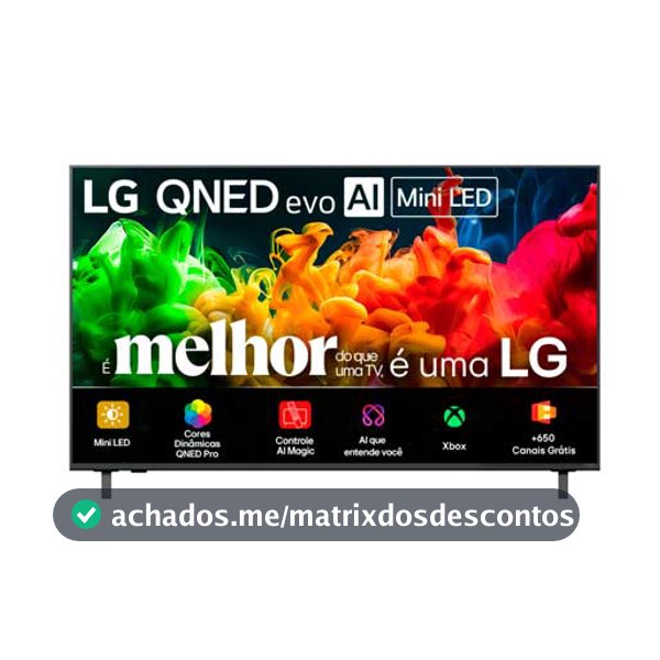 Smart TV LG QNED evo Mini LED AI 4K QNED80 75 polegadas 2026 - 75QNED80BSG