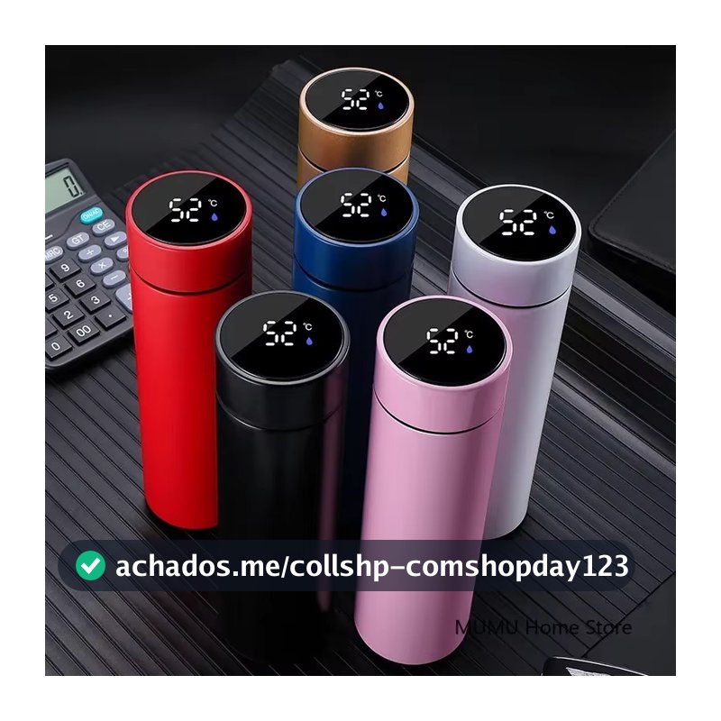 Garrafa Térmica Inteligente com Controle de Temperatura, Copo de Água Esportivo, Copo Isolado para Carro, Mantém Frio e Quente, Caneca Térmica, Frascos a Vácuo 500ml
